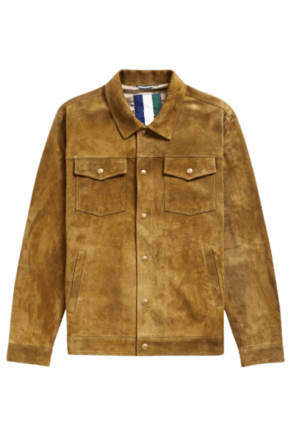 jaqueta couro trucker chamois