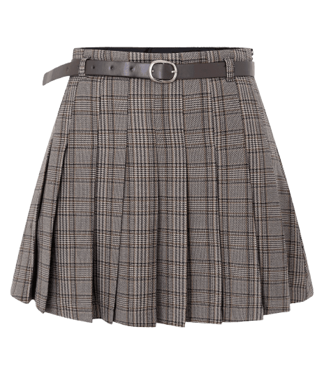 Short Saia Plissado de Alfaiataria com Cinto Ajustável