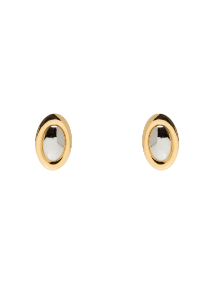 Brinco Feminino Oval Liso Fixo Duo Ouro Mix Dourado D'santis Joias