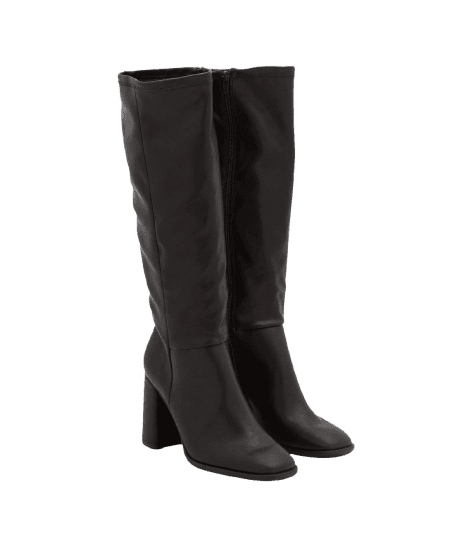 Bota Sock Boot em PU com Bico Quadrado e Salto Bloco