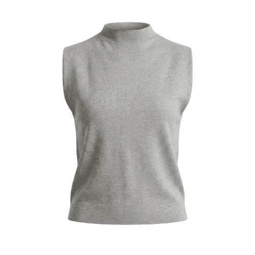 Regata Feminina de Tricot Gola Alta Cinza