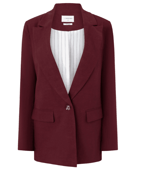 Blazer em Viscolinho com Lapelas e Botão Único Vinho