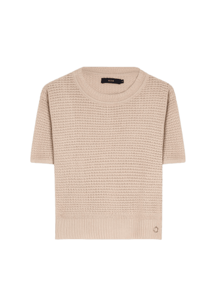 Blusa Tricot Blusa Knit Texture Areia