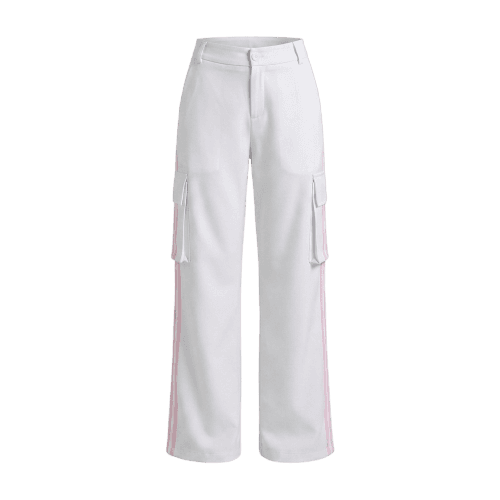 Calça Feminina Bolso Cargo Faixa Girl Boss Planet Girls Branco