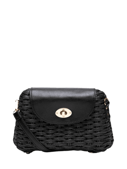 Bolsa Feminina Palha Baguete Preto Basiq