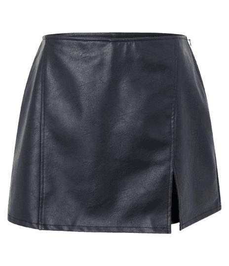 Short Saia em PU com Fenda Lateral