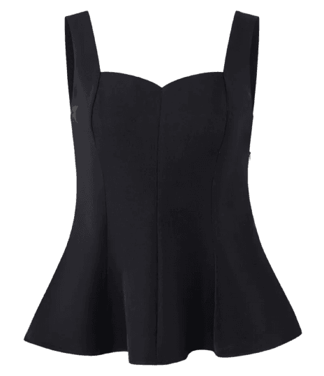 Blusa sem Manga com Peplum em Crepe Preto