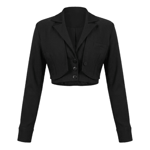 Blazer Cropped Feminino Bengaline Girl Boss Planet Girls Preto