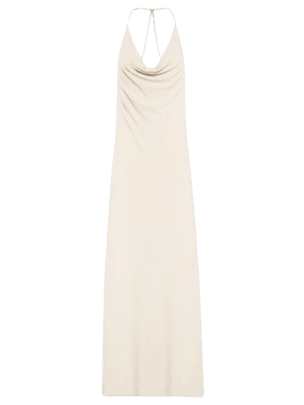 Vestido Jersey Alça Hotfix Bege Animale