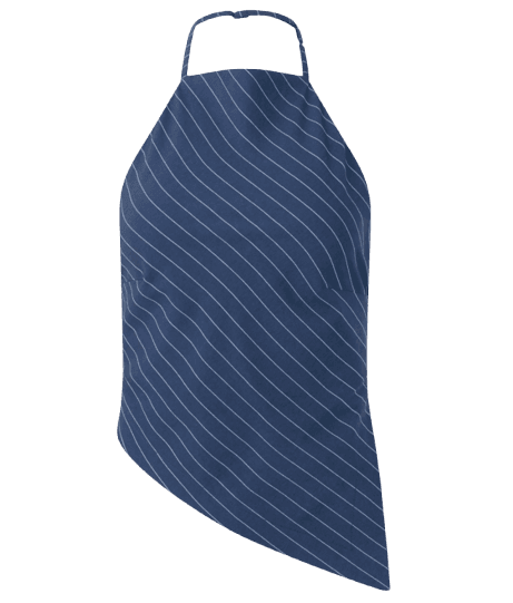 Blusa Frente Única em Alfaiataria com Listras e Amarração Traseira Azul