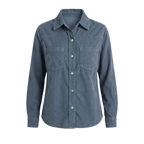 Camisa Veludo Cotele Com Bolsos