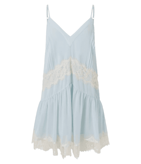 Vestido Curto em Chiffon com Renda Aplicada