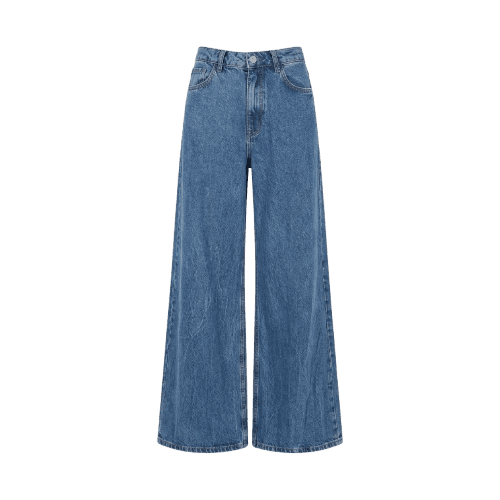 Calça Pool Jeans palazzo feminina - Azul Médio
