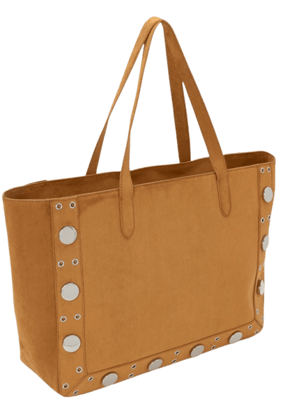 Bolsa Shopper Grande Com Detalhes Metalizados Marrom