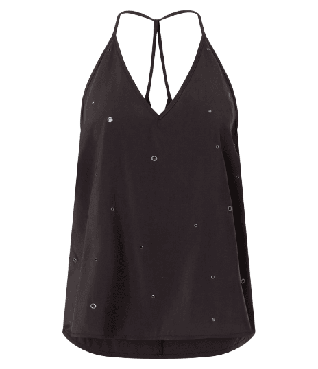 Blusa com Pontos Metálicos e Tiras Cruzadas nas Costas