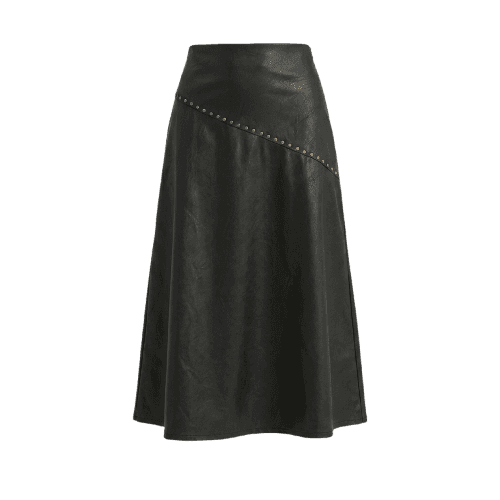 SAIA LONGA COURO TAXINHAS - PRETO