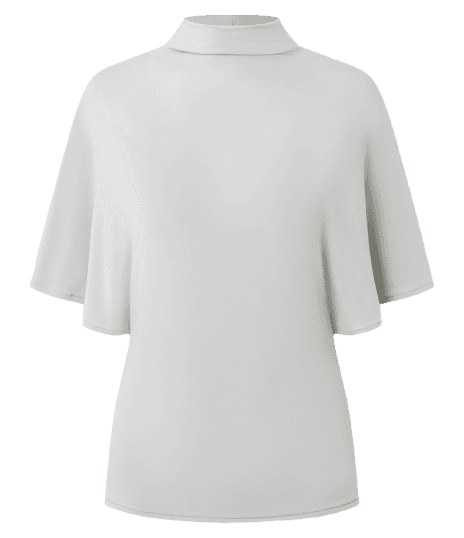 Blusa Ampla com Gola Alta e Mangas Curtas