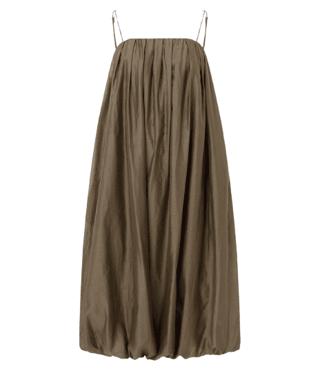 Vestido Midi Balonê com Decote Reto