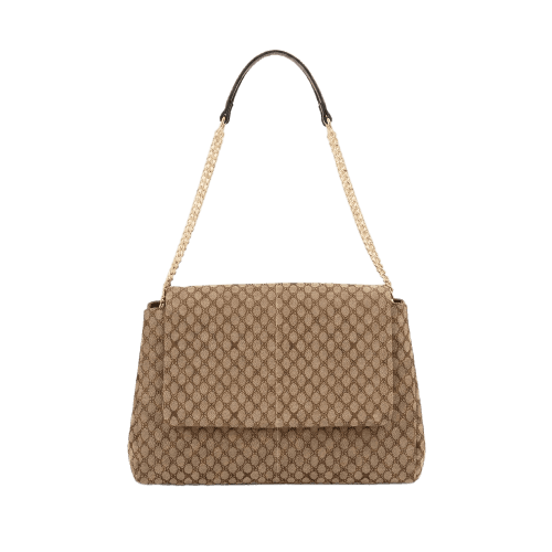 Bolsa Shoulder em Algodão Geométrica com Alças de Corrente