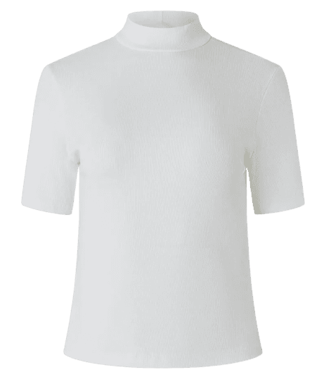 Blusa Regular em Ribana com Gola Alta Branco