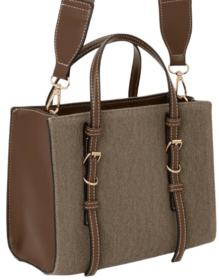 Bolsa Satchel Média Em Sarja Com Alça Longa Gorgorão Marrom