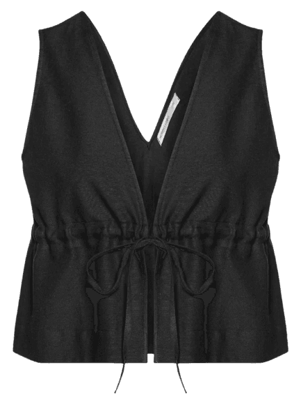 Blusa Feminina Decote V Com Linho Preto Hering 