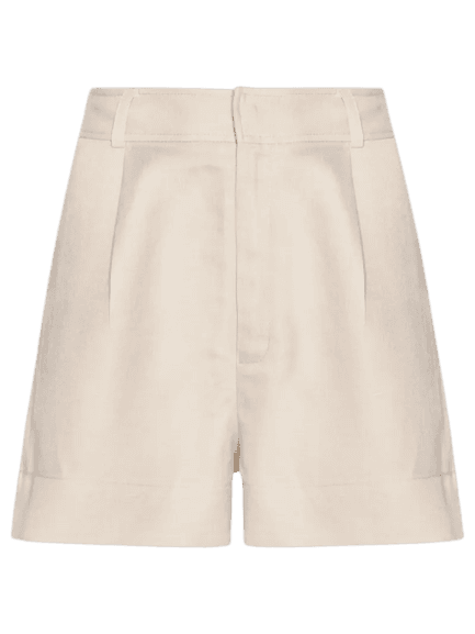 Short Feminino Com Linho Chino Bege Animale