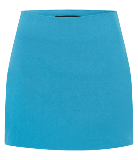 Short Saia em Bengaline com Sobreposição Azul