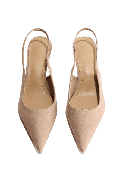 Sapato slingback de bico fino com salto kitten