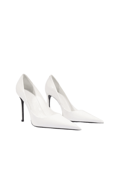 Scarpin Clara Bico Fino Couro Branca