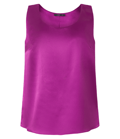 Blusa sem Manga em Tecido Acetinado e Decote U