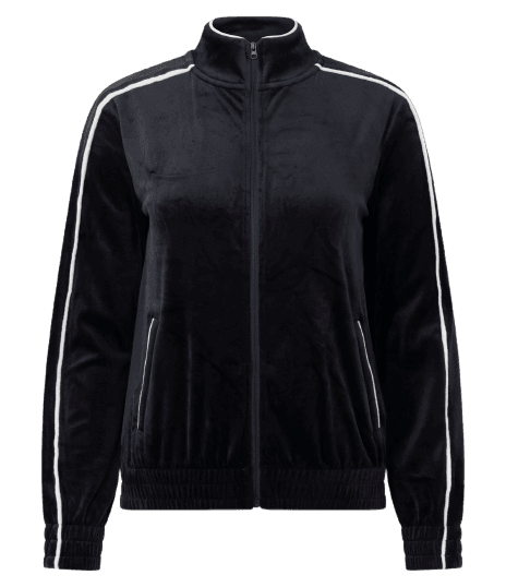 Jaqueta Esportiva em Plush com Piping Contrastante