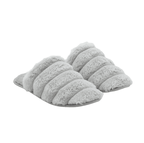 Pantufa Fechada com Gomos e Textura Peluciada Cinza