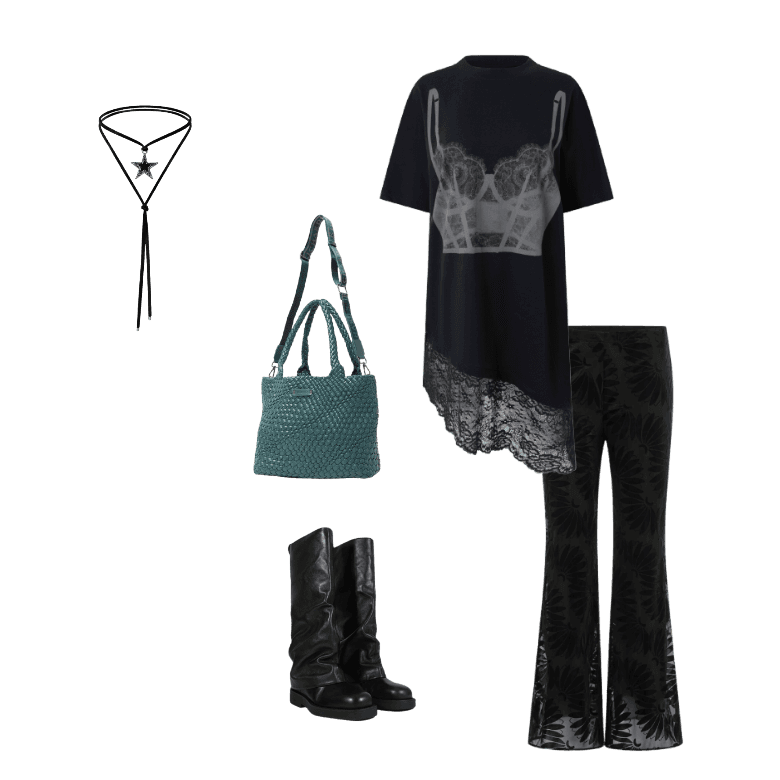 Look noturno com camiseta oversized e bota slouchy: o match perfeito