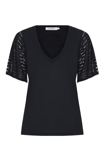 Blusa Tricot Sophia Pala Rendada - Marinho