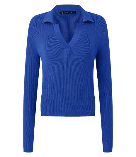 Blusa Regular em Tricô com Gola Polo