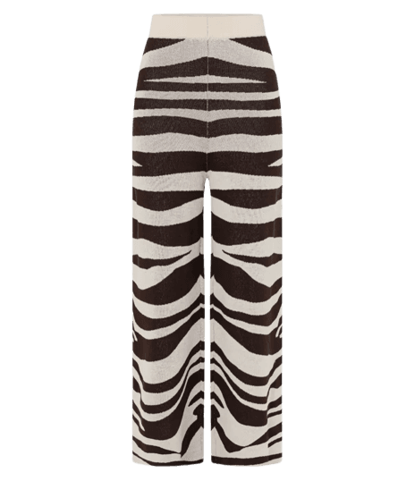 Calça Reta em Tricô com Estampa Zebra Multicores