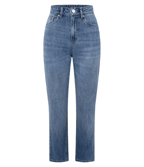 Calça Reta Cropped em Jeans com Cintura Alta