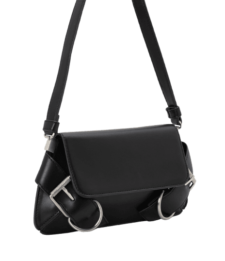 Bolsa Baguete Pequena com Detalhes de Fivelas