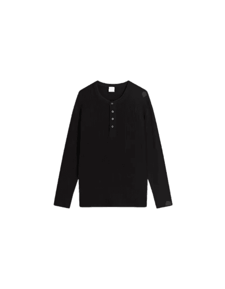 Camiseta henley slim fit de manga comprida