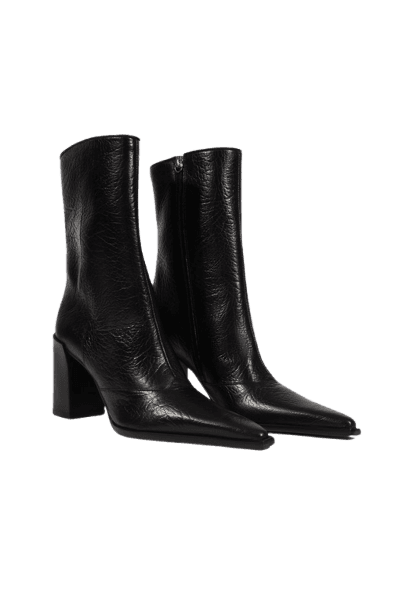 Bota Cano Médio Couro Preta