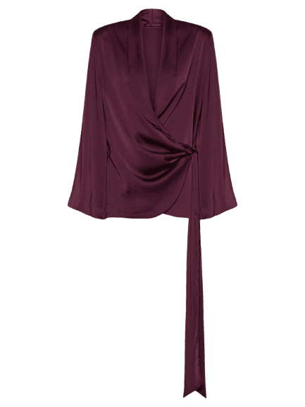 Blazer Feminino De Cetim Com Faixa Vermelho My Favorite