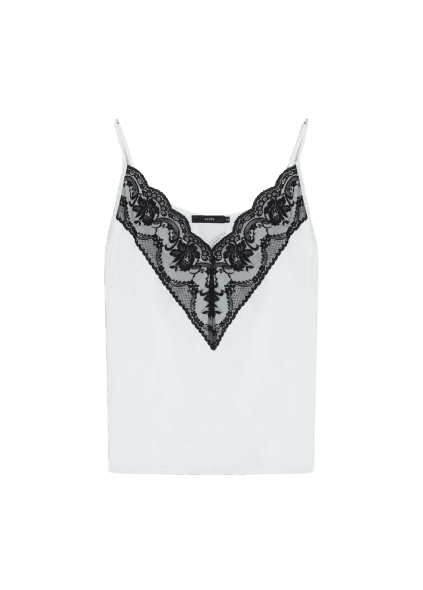 Blusa Lace Satin Strappy v Branco
