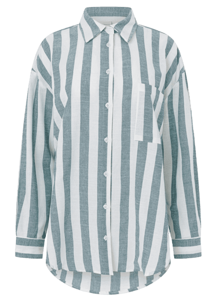 Camisa Em Algodão Com Estampa Listrada E Gola Polo Branco/Verde