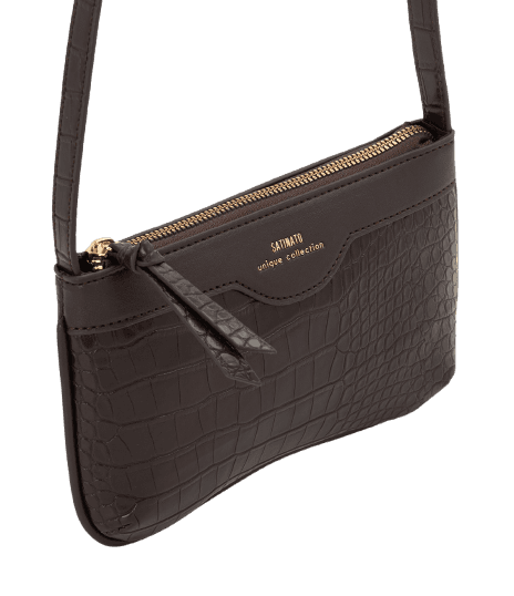 Bolsa Transversal em PU com Textura Croco