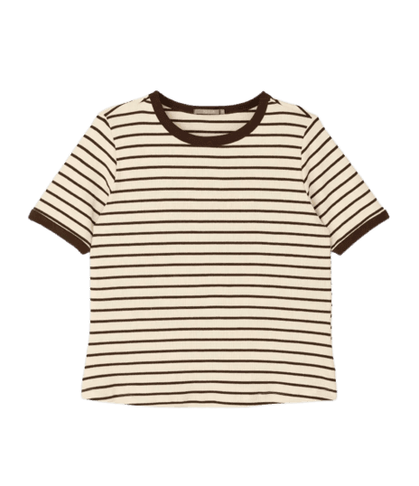 Blusa Baby Look em Ribana Listrada Curve & Plus Size