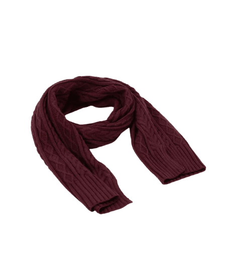 Cachecol em Tricô com Textura Trançada Vinho