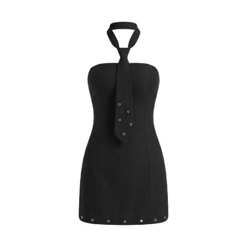 Vestido Tubinho Ilhós e Gravata
