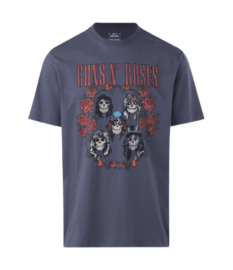 Camiseta Manga Curta em Algodão com Estampa Guns and Roses