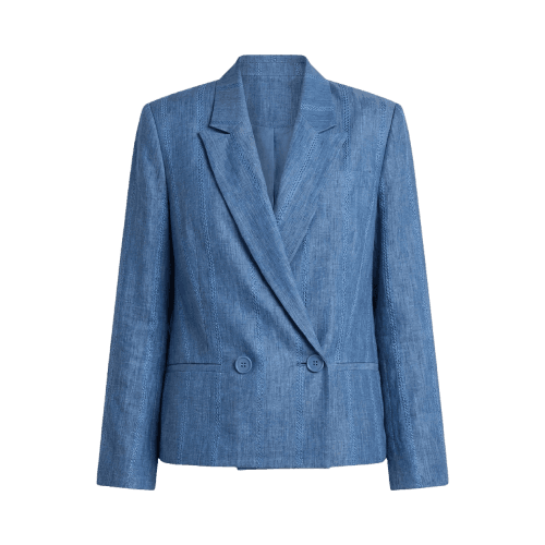 Blazer De Linho Azul Denim